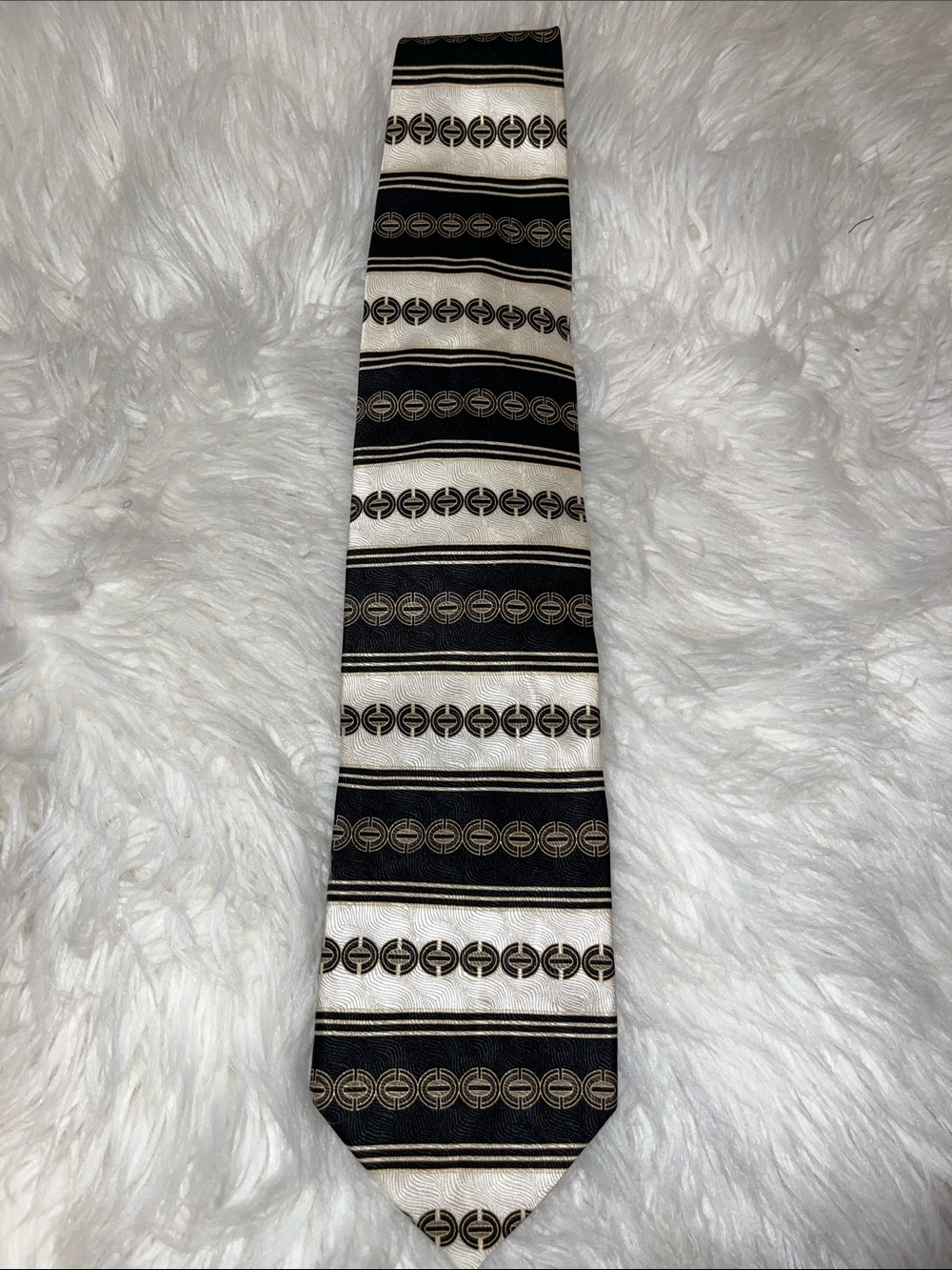 Silk - Black, Gold and Cream Men's Tie